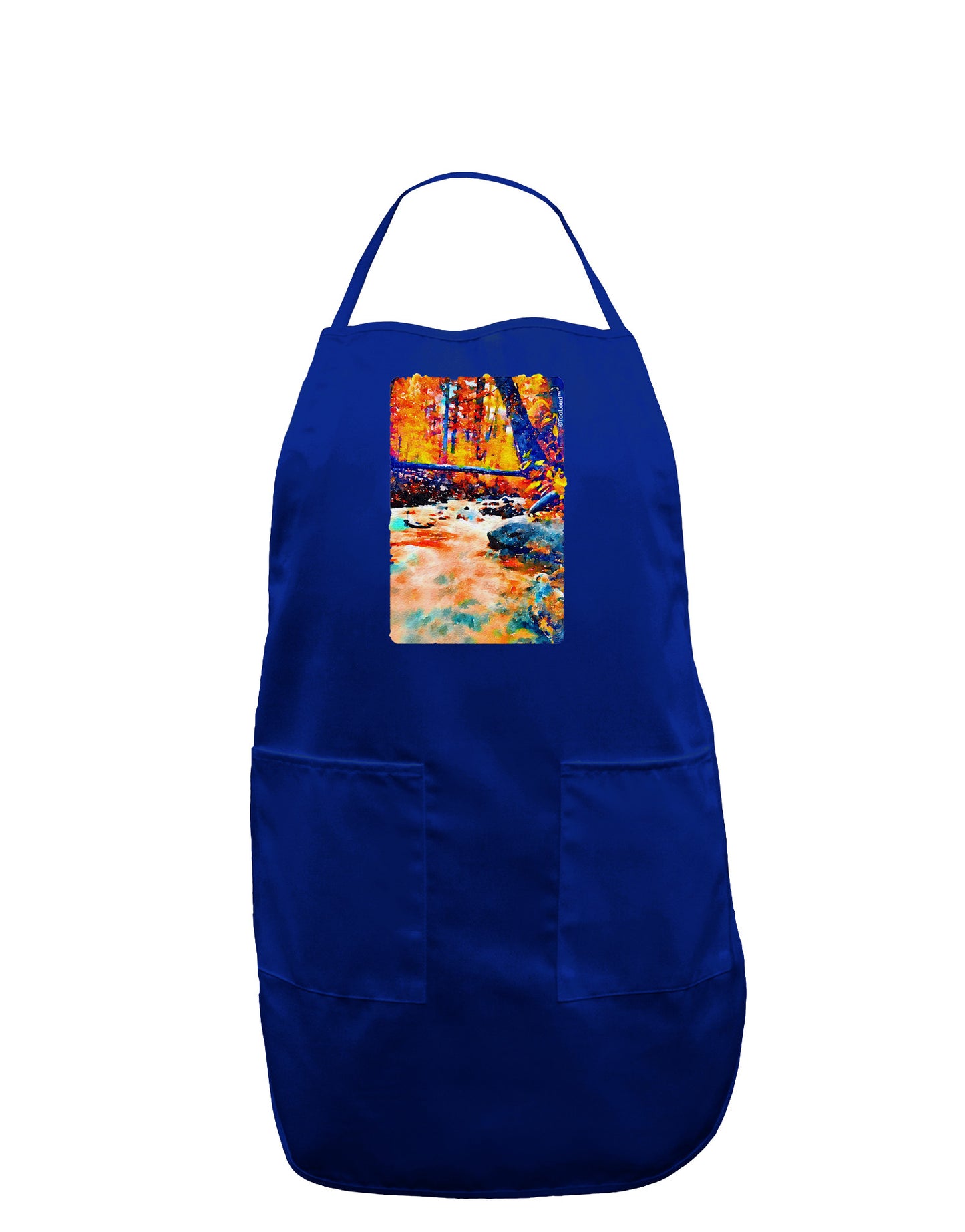 Mt Shavano Colorado Watercolor Dark Adult Apron-Bib Apron-TooLoud-Royal Blue-One-Size-Davson Sales