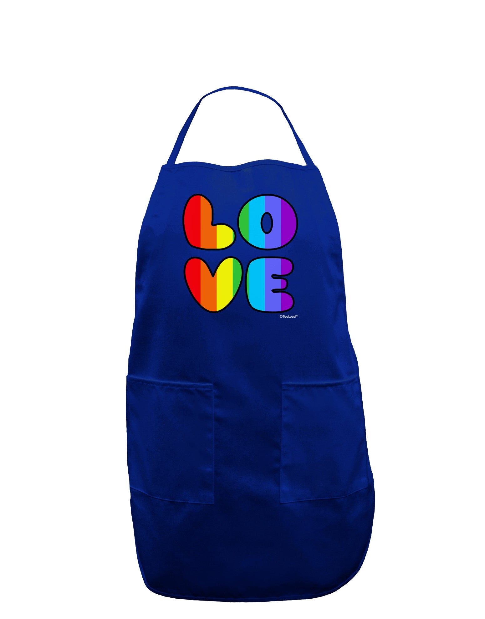 Rainbow LOVE Text Dark Adult Apron by TooLoud-Bib Apron-TooLoud-Royal Blue-One-Size-Davson Sales