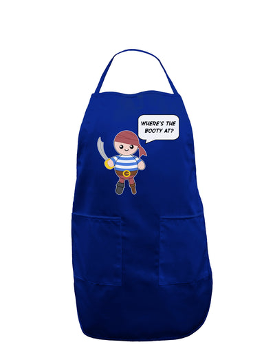 Where's the Booty At - Petey the Pirate Dark Adult Apron-Bib Apron-TooLoud-Royal Blue-One-Size-Davson Sales