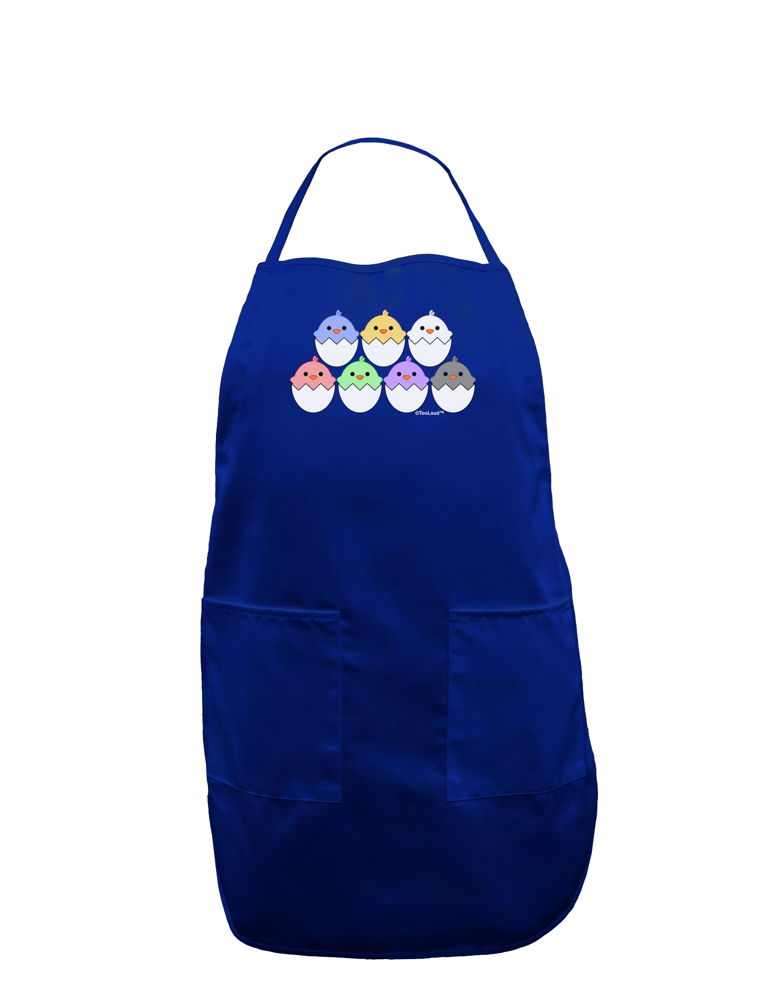 Cute Hatching Chicks Group Dark Adult Apron by TooLoud-Bib Apron-TooLoud-Royal Blue-One-Size-Davson Sales