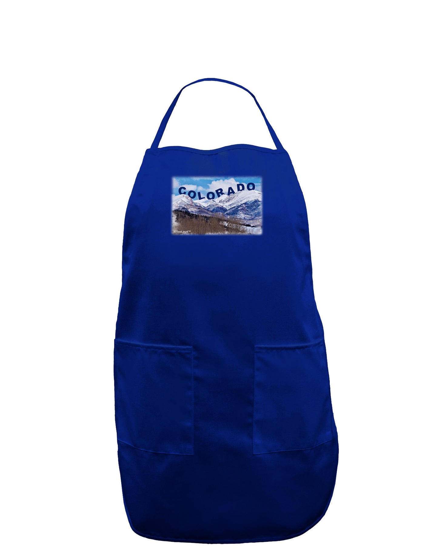 Pikes Peak Text Dark Adult Apron-Bib Apron-TooLoud-Royal Blue-One-Size-Davson Sales