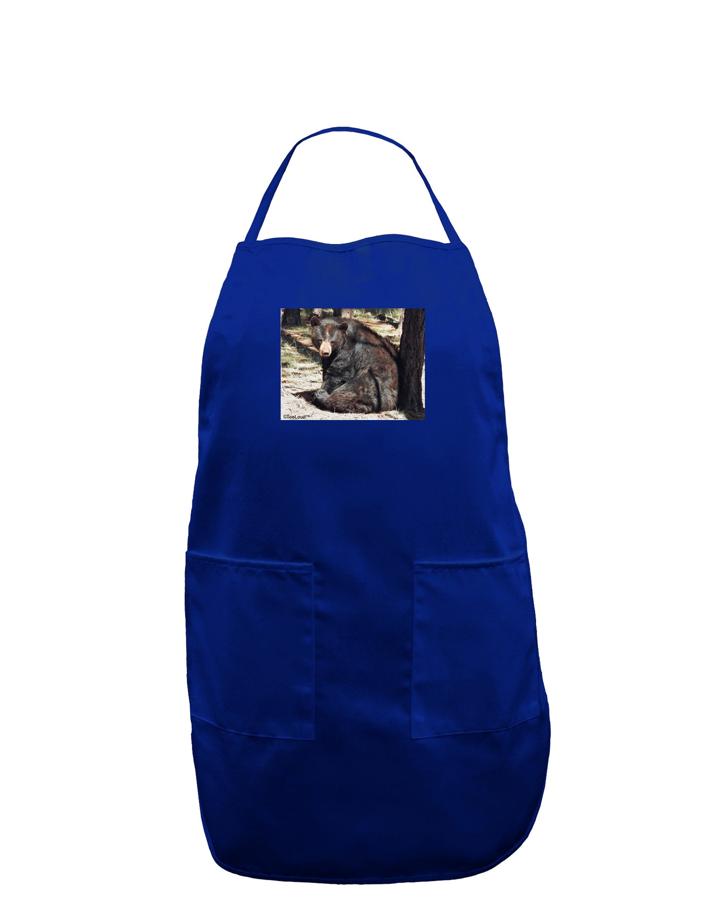 Sad Black Bear Dark Adult Apron-Bib Apron-TooLoud-Royal Blue-One-Size-Davson Sales