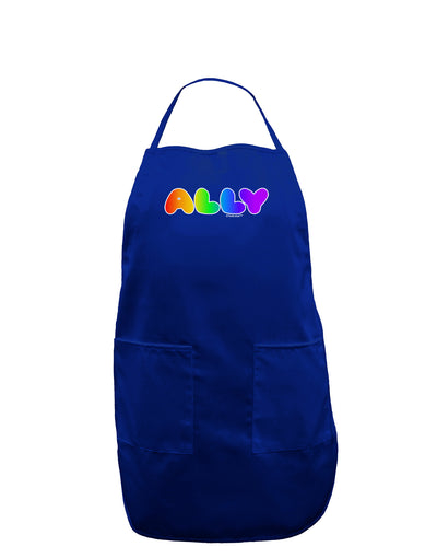 LGBT Ally Rainbow Text Dark Adult Apron by TooLoud-Bib Apron-TooLoud-Royal Blue-One-Size-Davson Sales