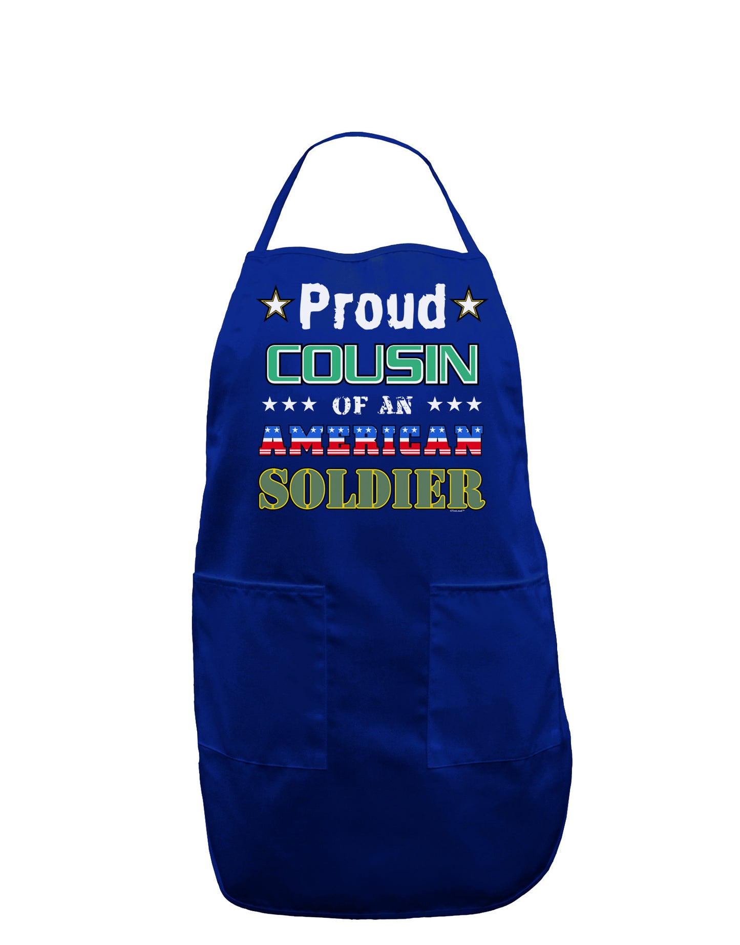 Proud Cousin of an American Soldier Dark Adult Apron-Bib Apron-TooLoud-Royal Blue-One-Size-Davson Sales