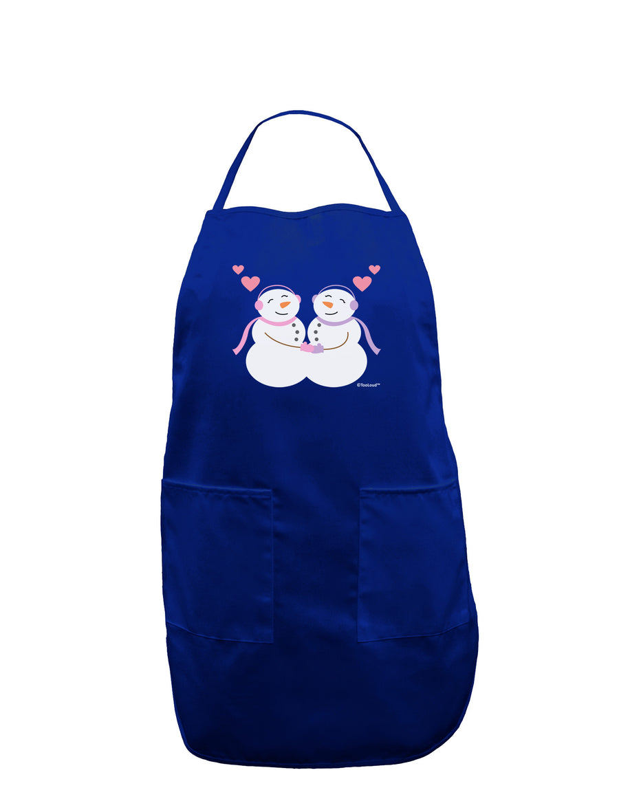 Cute Snowwoman Couple Dark Adult Apron by TooLoud-Bib Apron-TooLoud-Black-One-Size-Davson Sales