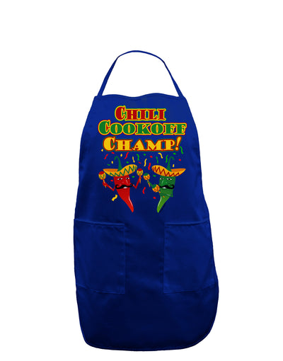 Chili Cookoff Champ! Chile Peppers Dark Adult Apron-Bib Apron-TooLoud-Royal Blue-One-Size-Davson Sales