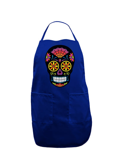 Version 2 Black Day of the Dead Calavera Dark Adult Apron-Bib Apron-TooLoud-Royal Blue-One-Size-Davson Sales