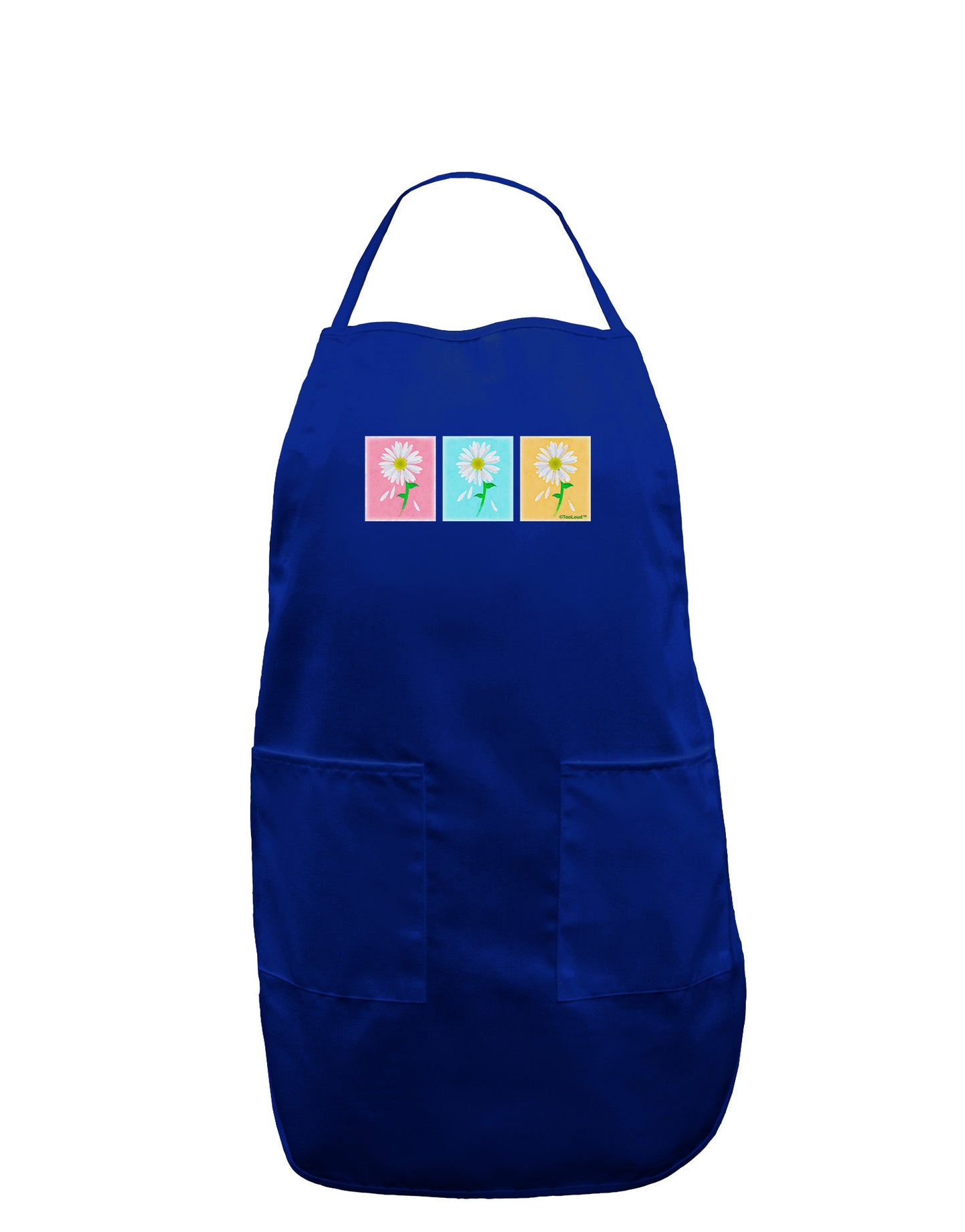 Pretty Daisies Watercolor Dark Adult Apron-Bib Apron-TooLoud-Royal Blue-One-Size-Davson Sales