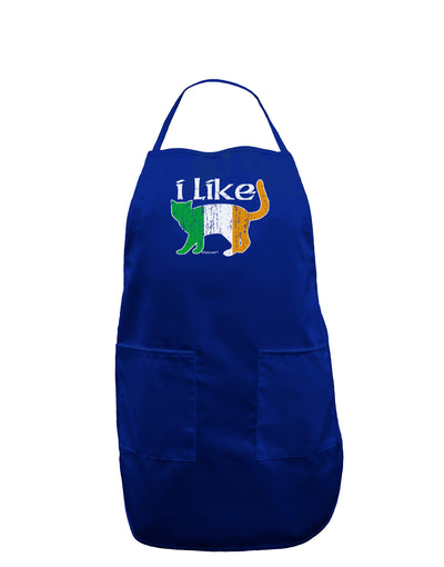 I Like Irish Cat Silhouette Dark Adult Apron by TooLoud-Bib Apron-TooLoud-Royal Blue-One-Size-Davson Sales