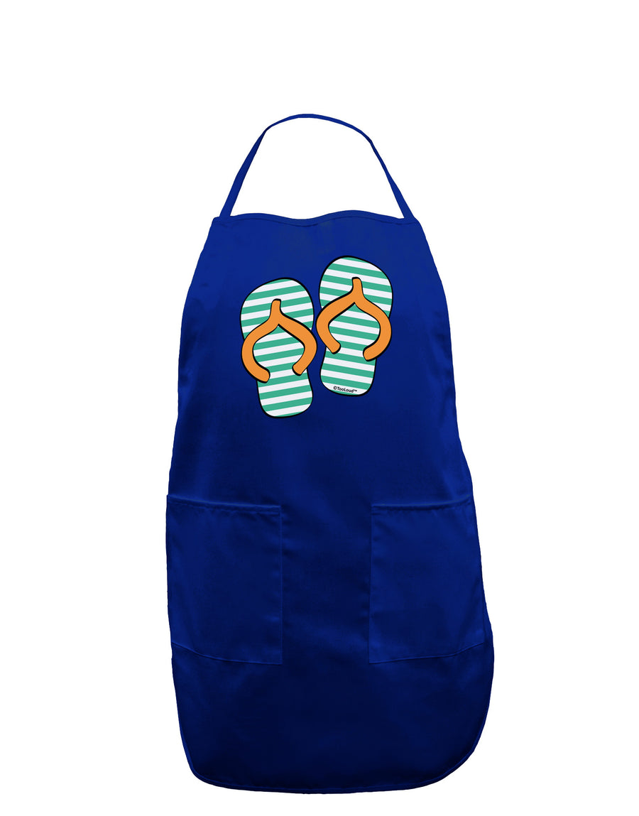 Striped Flip Flops - Teal and Orange Dark Adult Apron-Bib Apron-TooLoud-Black-One-Size-Davson Sales