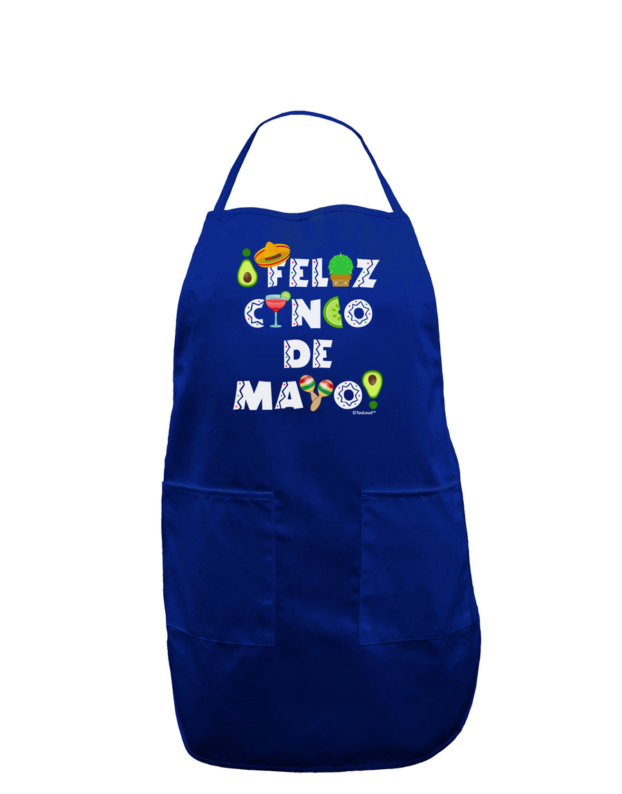 Feliz Cinco de Mayo - Fiesta Icons Dark Adult Apron by TooLoud-Bib Apron-TooLoud-Black-One-Size-Davson Sales