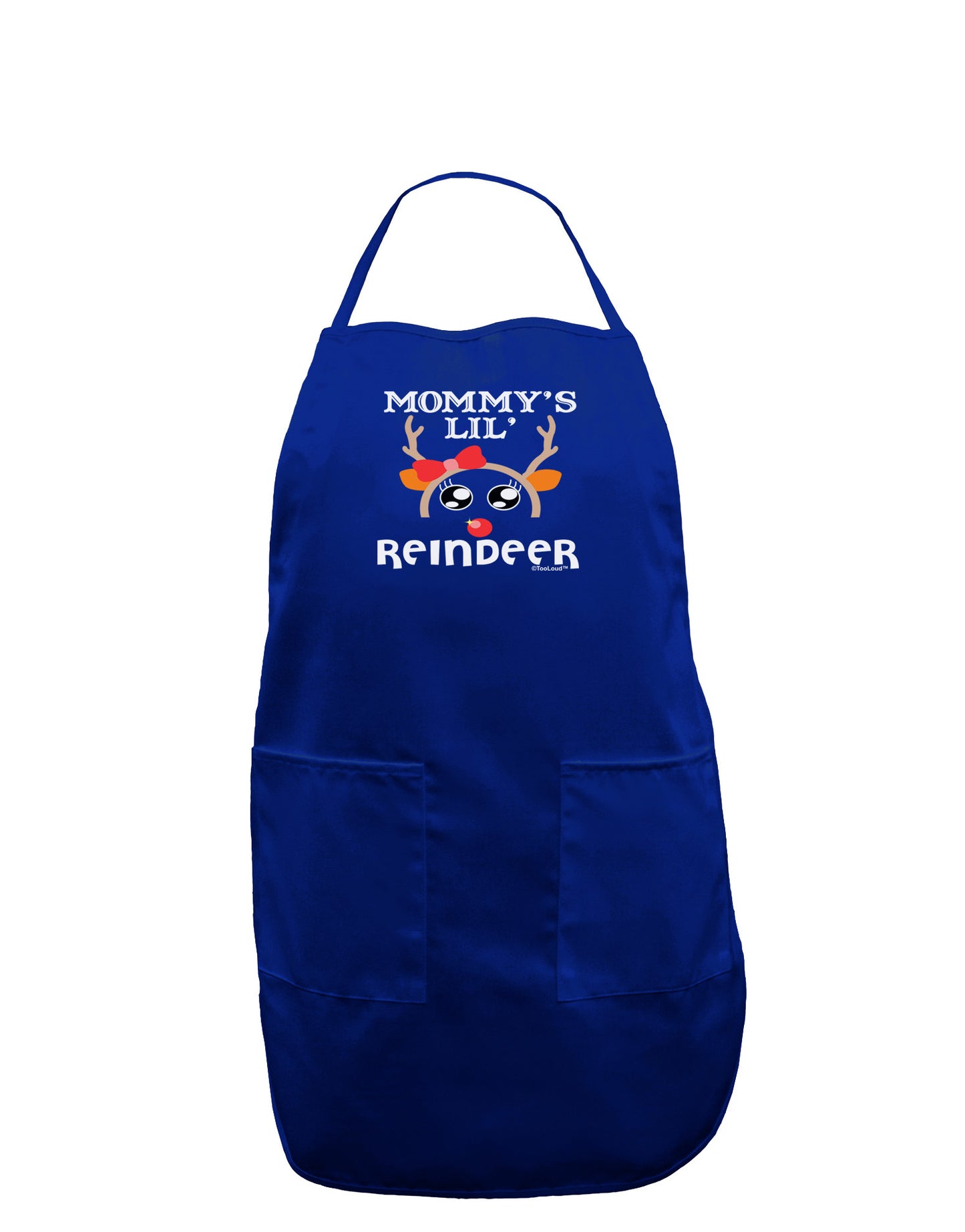 Mommy's Lil Reindeer Girl Dark Adult Apron-Bib Apron-TooLoud-Royal Blue-One-Size-Davson Sales