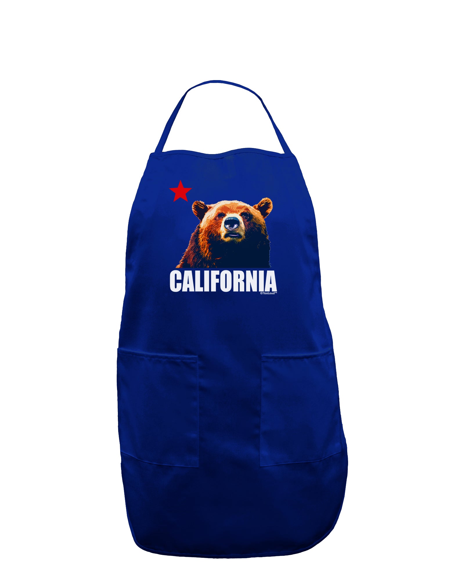 California Republic Design - Grizzly Bear and Star Dark Adult Apron by TooLoud-Bib Apron-TooLoud-Royal Blue-One-Size-Davson Sales