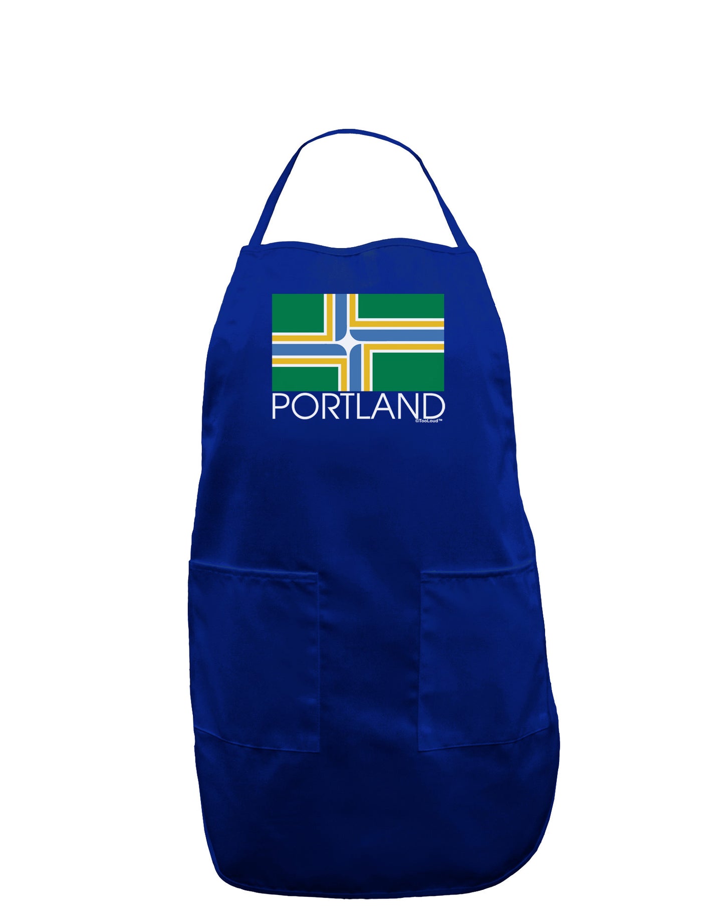 Portland Oregon Flag Text Dark Adult Apron-Bib Apron-TooLoud-Royal Blue-One-Size-Davson Sales