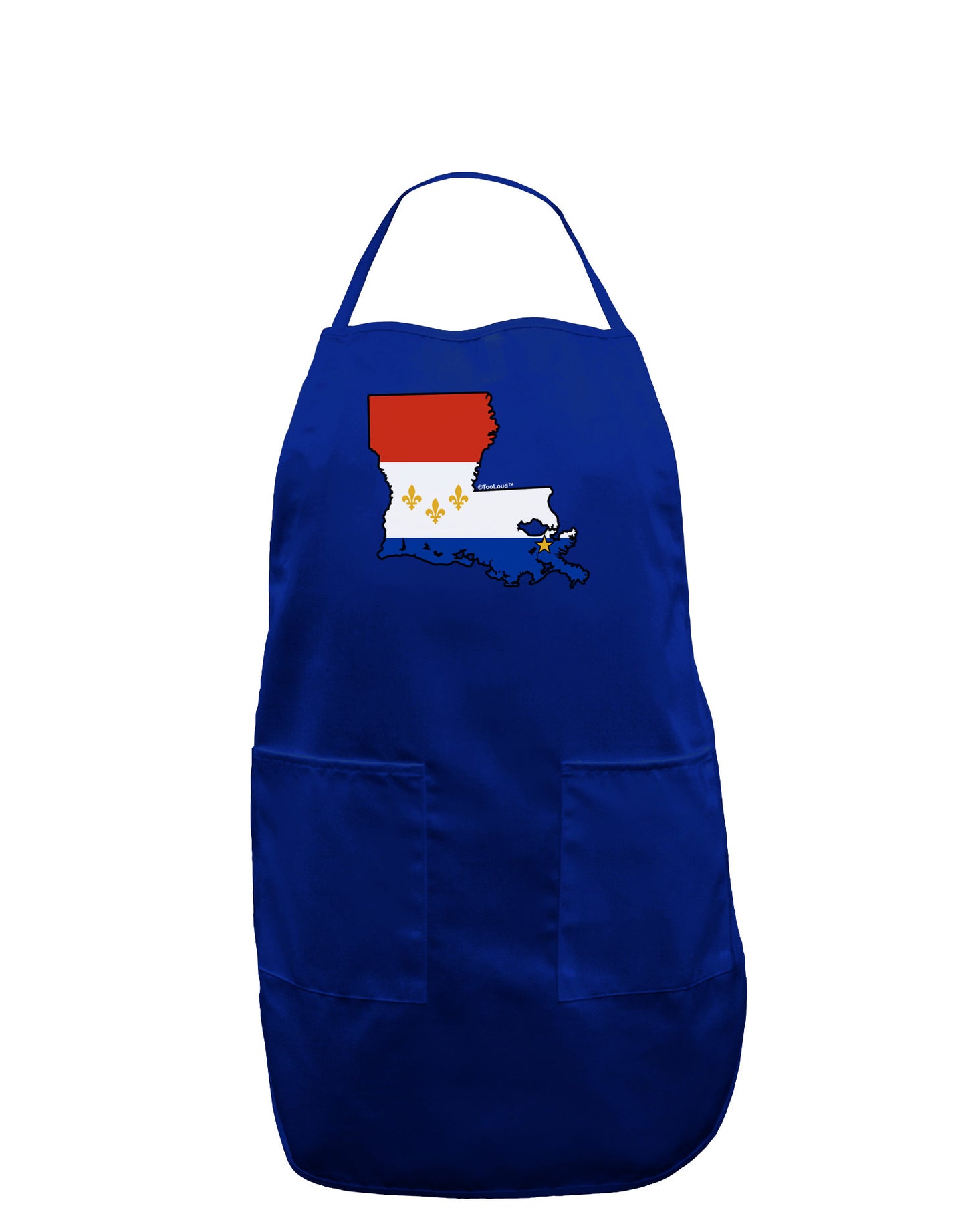 New Orleans Louisiana Flag Dark Adult Apron-Bib Apron-TooLoud-Royal Blue-One-Size-Davson Sales