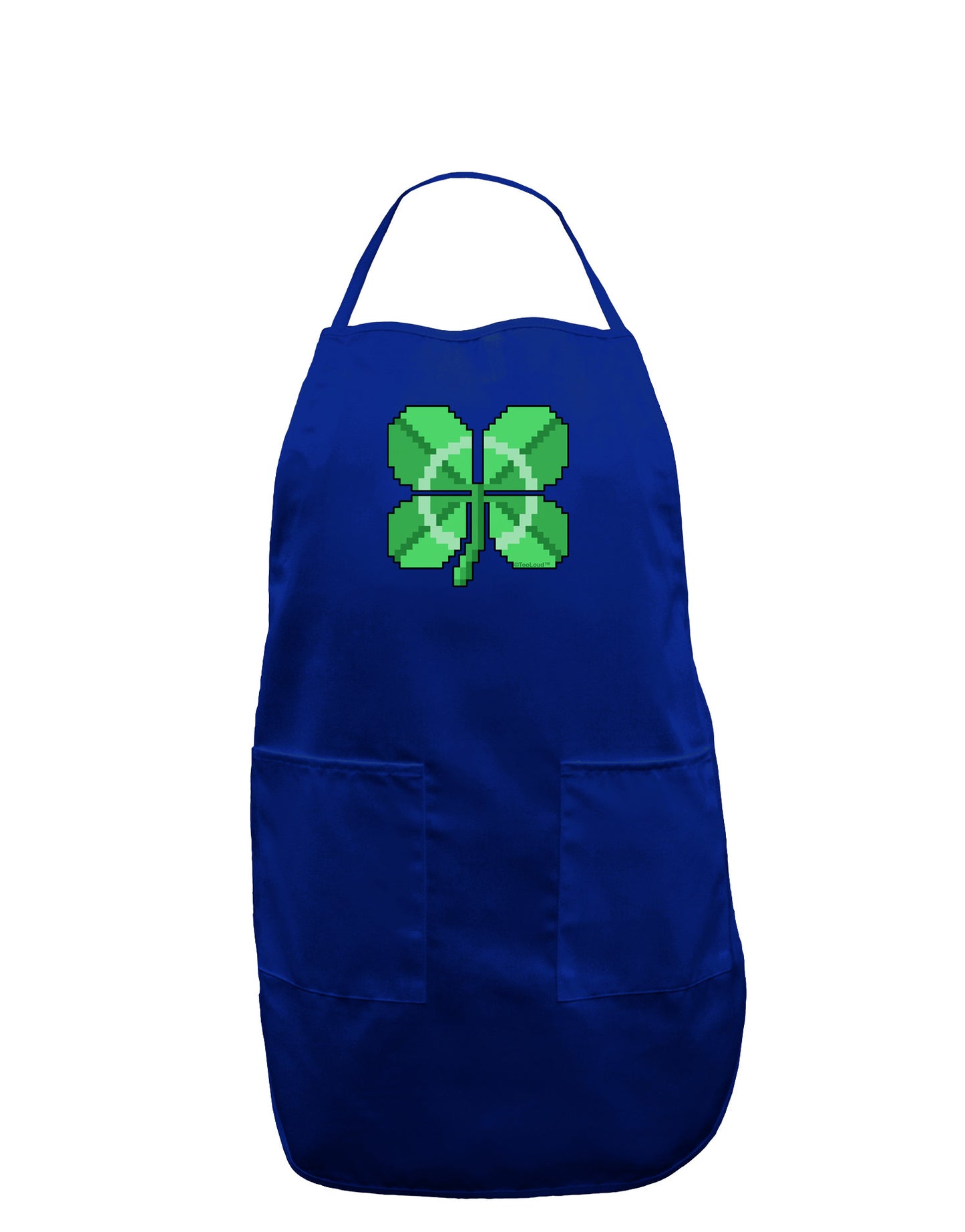 Pixel Four Leaf Clover Dark Adult Apron-Bib Apron-TooLoud-Royal Blue-One-Size-Davson Sales