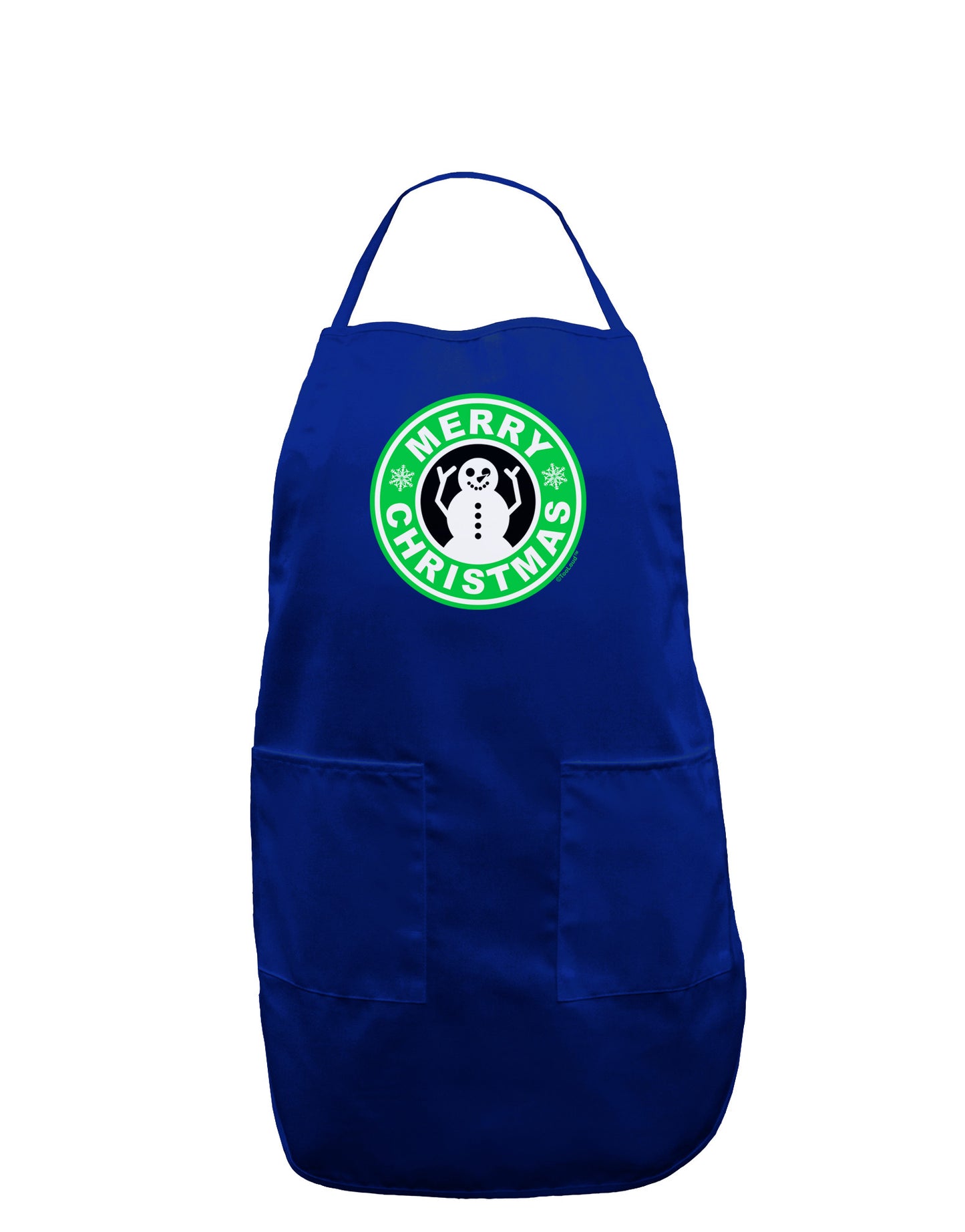 Merry Christmas Latte Logo Dark Adult Apron-Bib Apron-TooLoud-Royal Blue-One-Size-Davson Sales