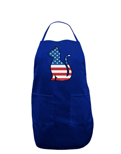 Patriotic Cat Design Dark Adult Apron by TooLoud-Bib Apron-TooLoud-Royal Blue-One-Size-Davson Sales