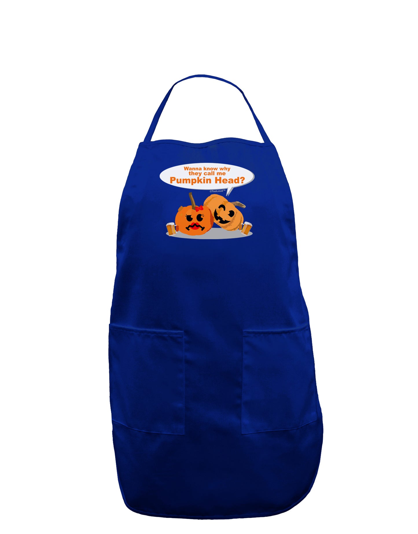 Pumpkin Head Dark Adult Apron-Bib Apron-TooLoud-Royal Blue-One-Size-Davson Sales