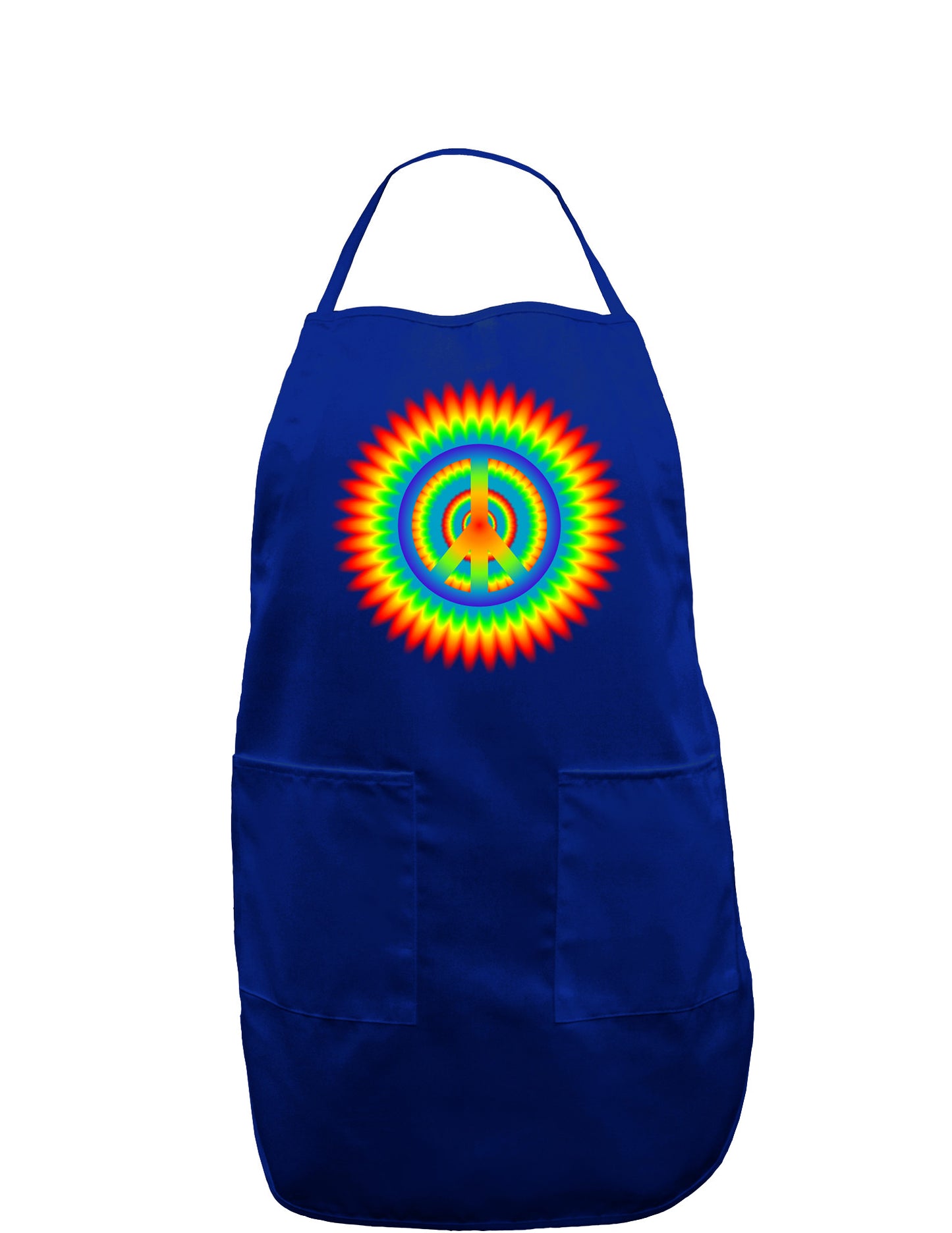 Psychedelic Peace Dark Adult Apron-Bib Apron-TooLoud-Royal Blue-One-Size-Davson Sales