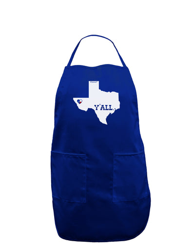 Texas State Y'all Design with Flag Heart Dark Adult Apron by TooLoud-Bib Apron-TooLoud-Royal Blue-One-Size-Davson Sales