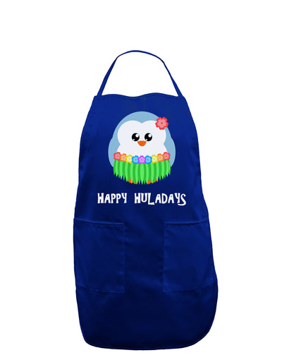 Happy Huladays Holiday Penguin - Christmas Dark Adult Apron-Bib Apron-TooLoud-Royal Blue-One-Size-Davson Sales