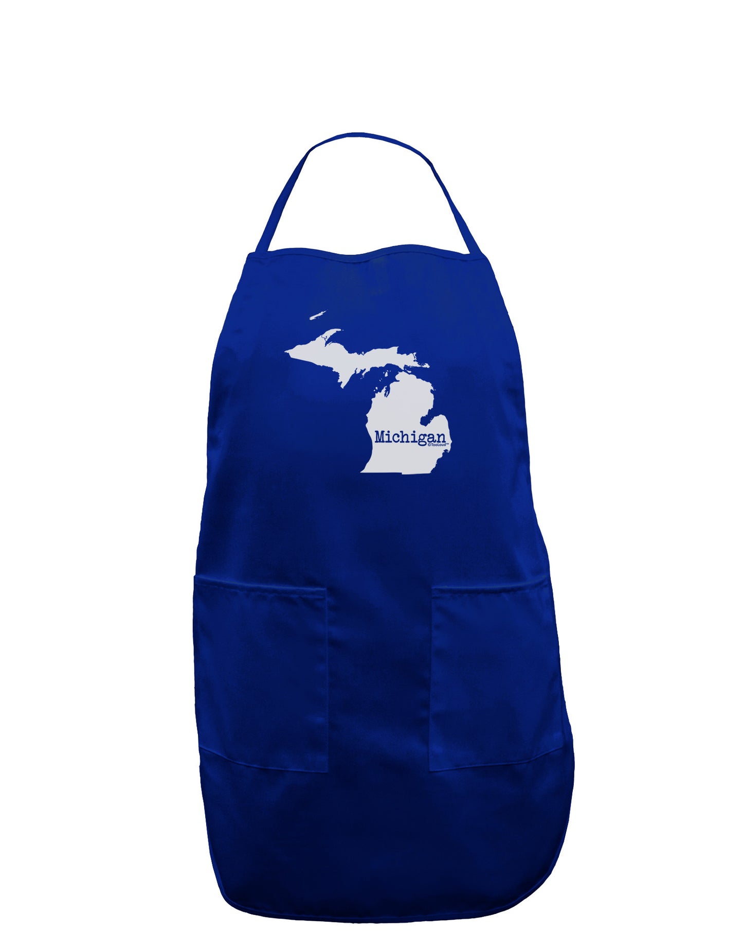 Michigan - United States Shape Dark Adult Apron-Bib Apron-TooLoud-Royal Blue-One-Size-Davson Sales