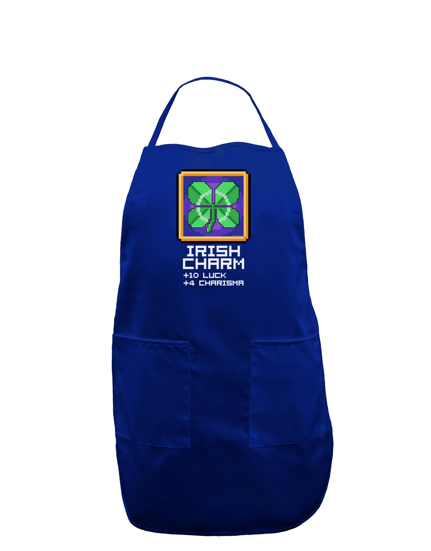 Pixel Irish Charm Item Dark Adult Apron-Bib Apron-TooLoud-Royal Blue-One-Size-Davson Sales