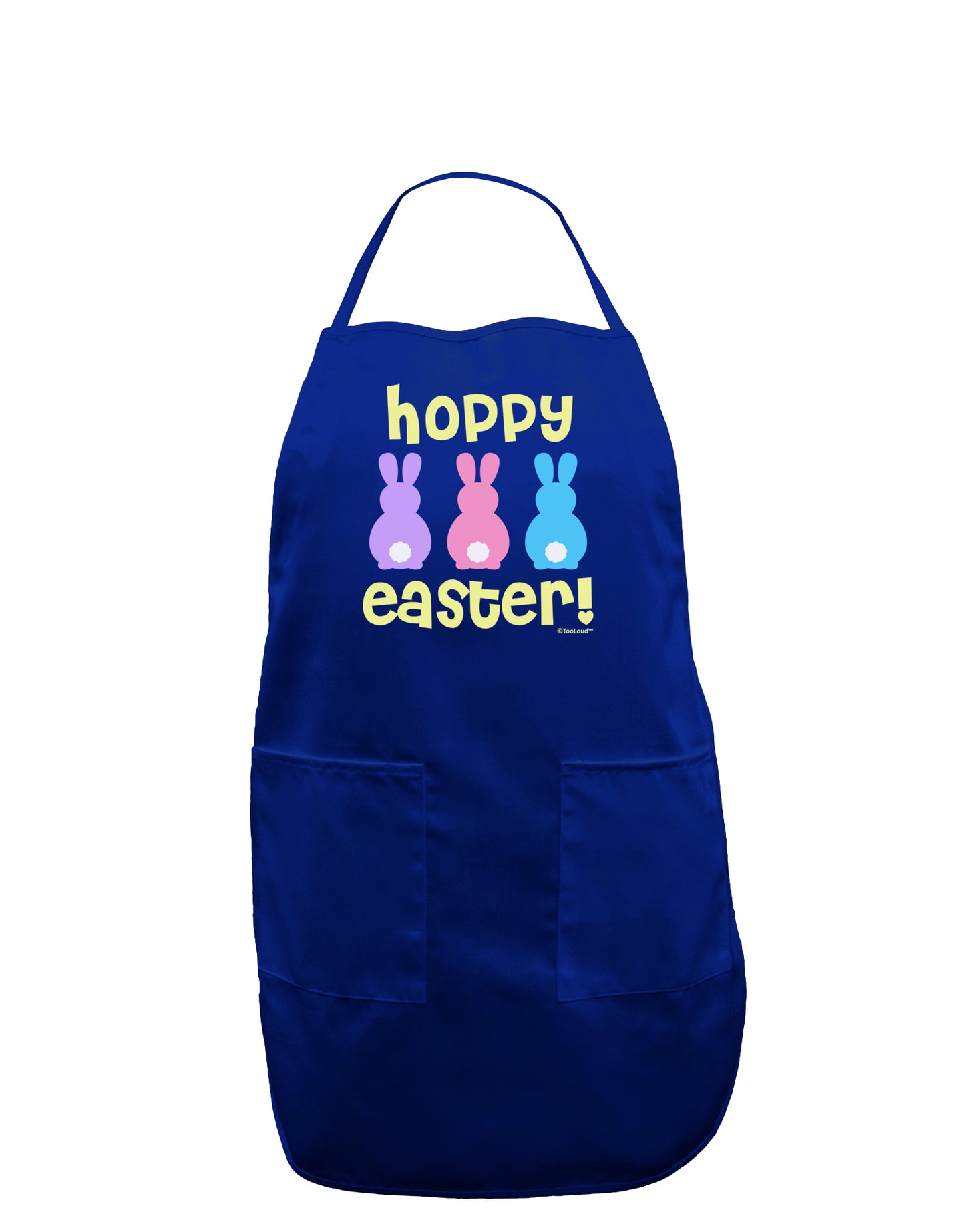 Three Easter Bunnies - Hoppy Easter Dark Adult Apron by TooLoud-Bib Apron-TooLoud-Royal Blue-One-Size-Davson Sales