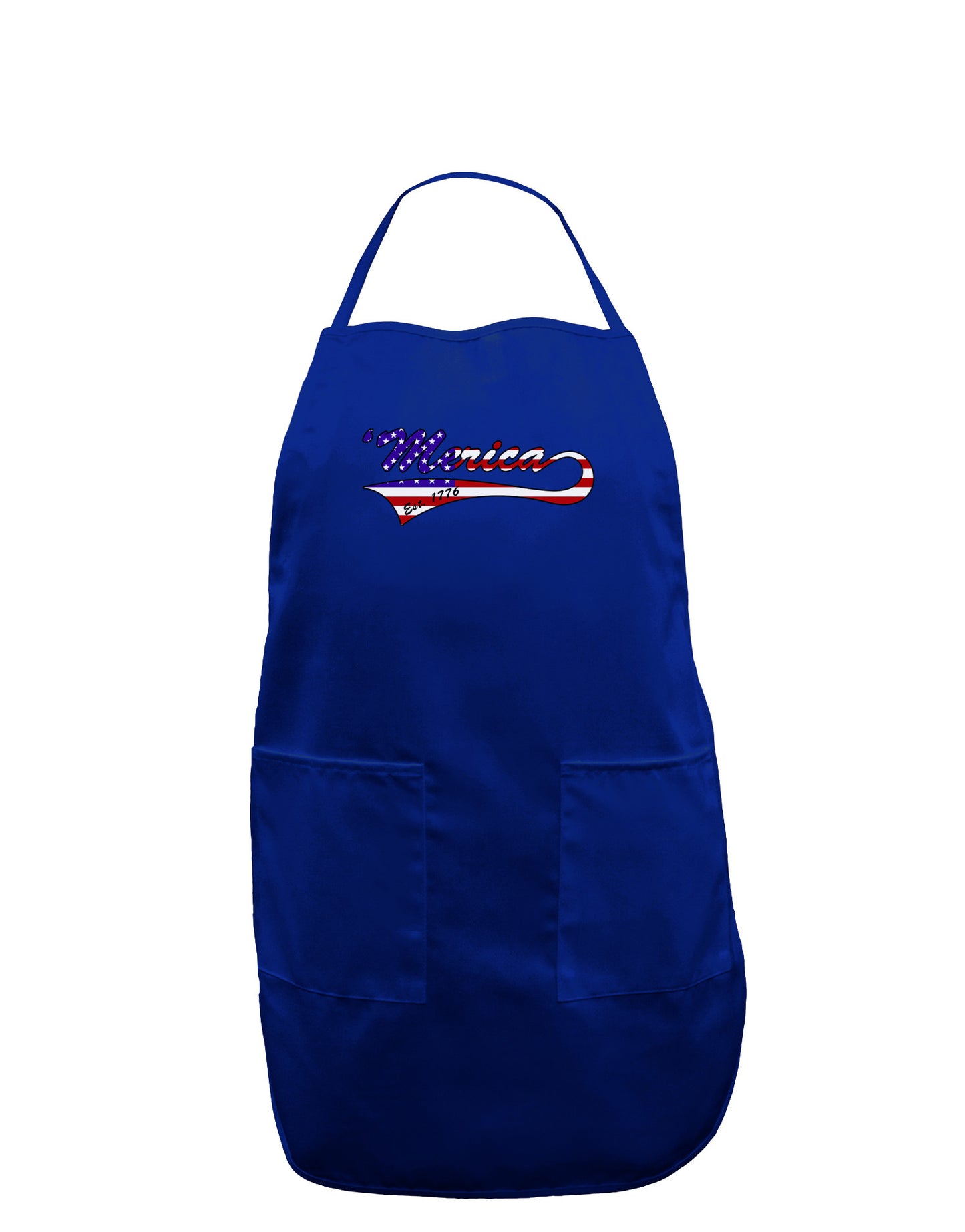 Merica Established 1776 - American Flag Style Dark Adult Apron by TooLoud-Bib Apron-TooLoud-Royal Blue-One-Size-Davson Sales