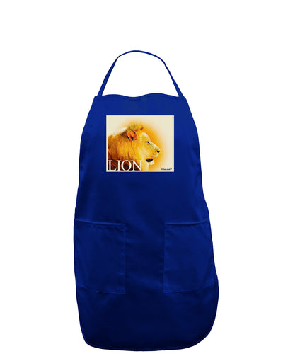 Lion Watercolor 3 Text Dark Adult Apron-Bib Apron-TooLoud-Royal Blue-One-Size-Davson Sales