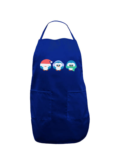 Christmas Penguins See No Evil Hear No Evil Speak No Evil Dark Adult Apron-Bib Apron-TooLoud-Royal Blue-One-Size-Davson Sales