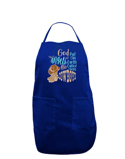 God put Angels on Earth and called them Cowboys Adult Apron-Bib Apron-TooLoud-Royal Blue-One-Size-Davson Sales