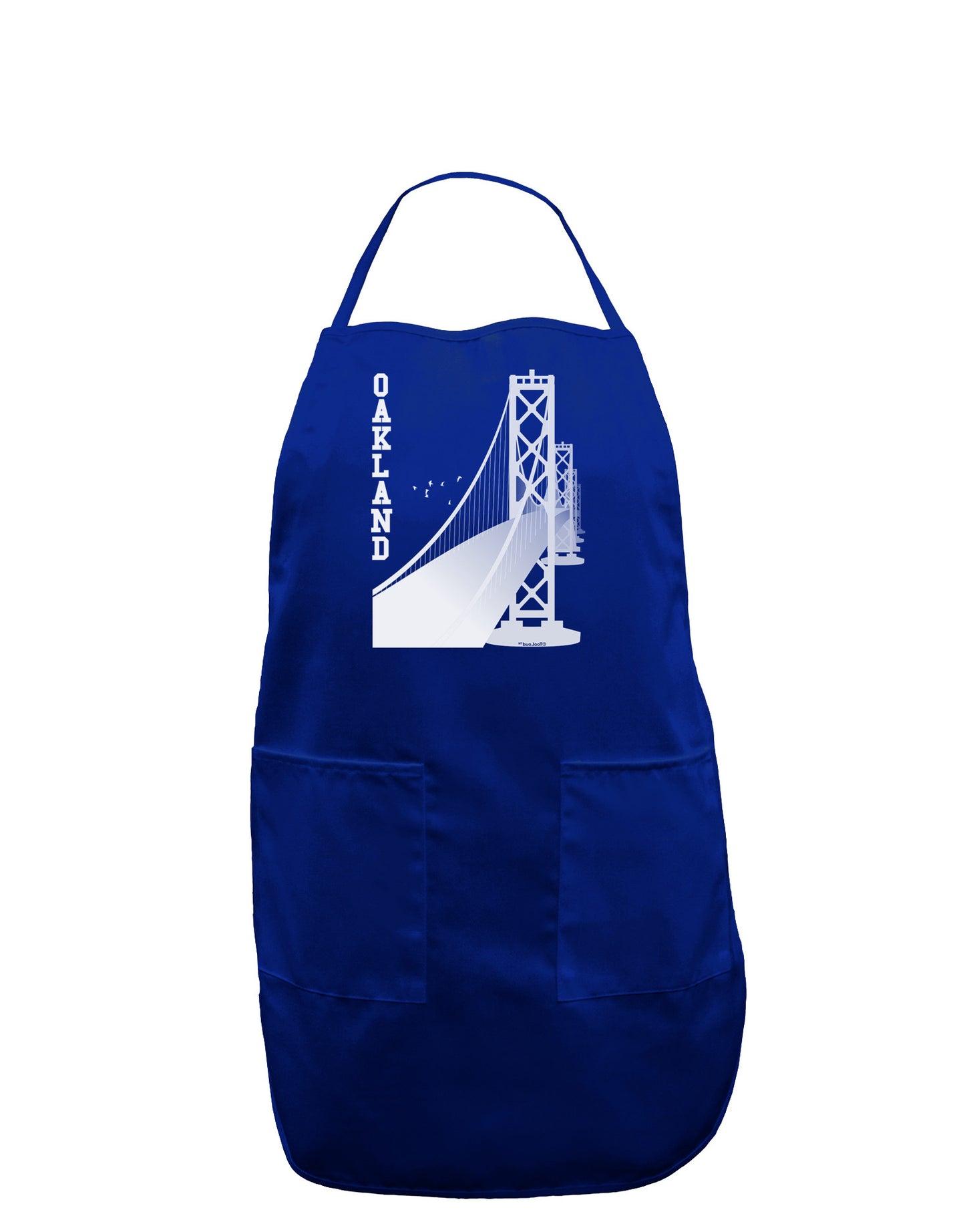 Oakland Text Bay Bridge Dark Adult Apron-Bib Apron-TooLoud-Royal Blue-One-Size-Davson Sales