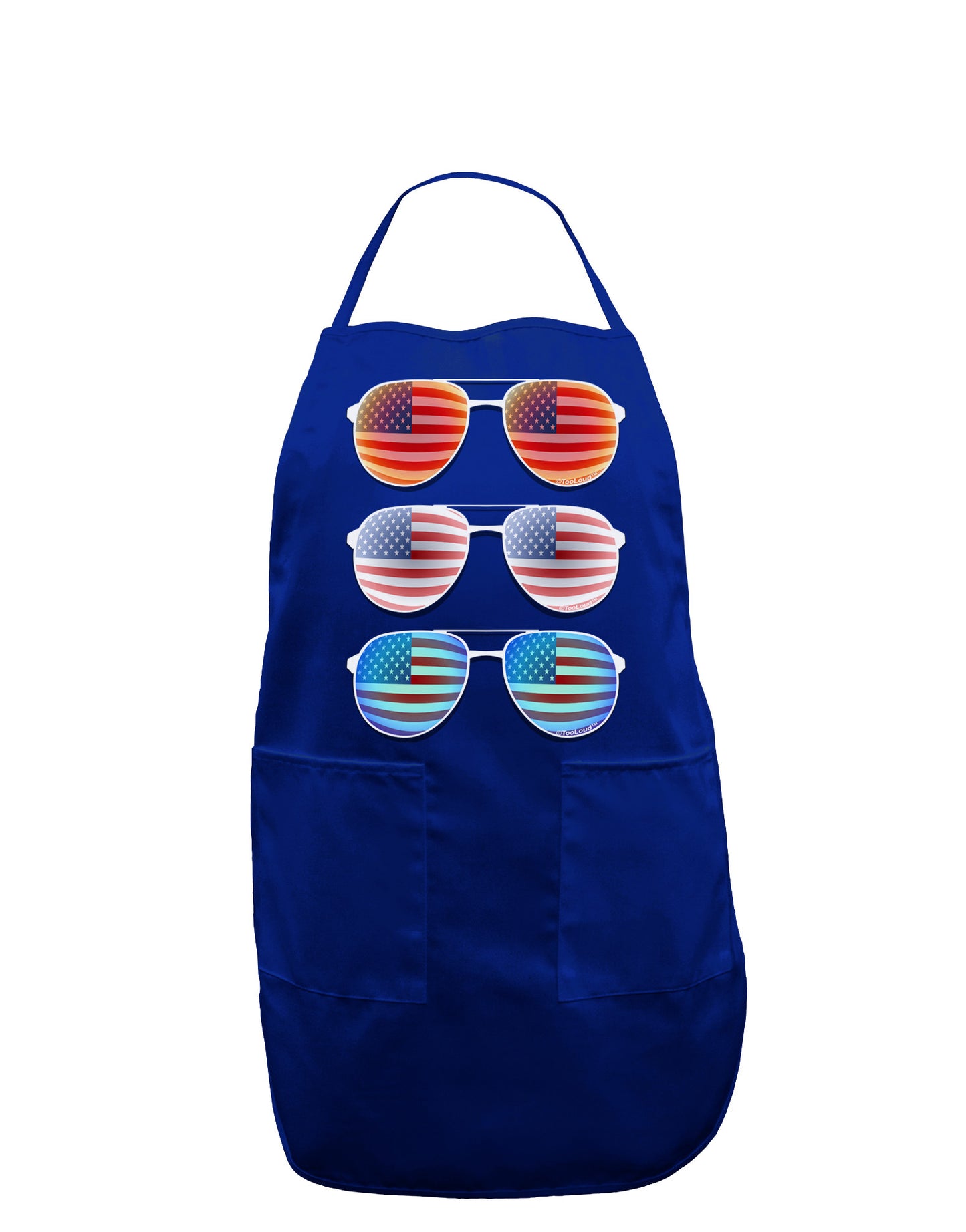 Red White and Blue USA Flag Aviators Dark Adult Apron-Bib Apron-TooLoud-Royal Blue-One-Size-Davson Sales