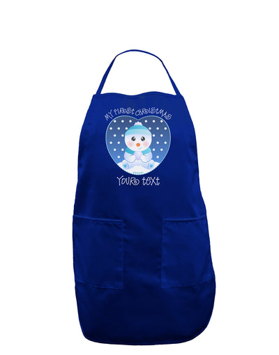 Personalized My First Christmas Snowbaby Blue Dark Adult Apron-Bib Apron-TooLoud-Royal Blue-One-Size-Davson Sales