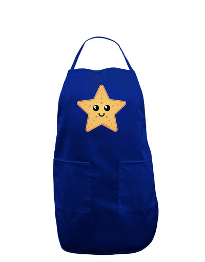 Cute Starfish Dark Adult Apron by TooLoud-Bib Apron-TooLoud-Royal Blue-One-Size-Davson Sales