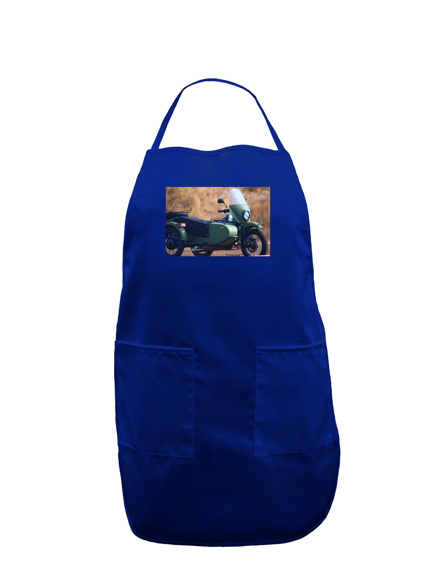 Sidecar Motorcycle Photo Dark Adult Apron-Bib Apron-TooLoud-Royal Blue-One-Size-Davson Sales