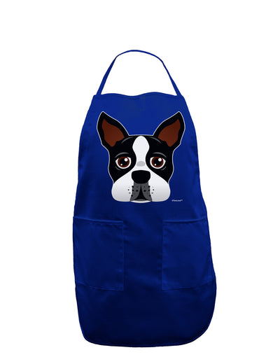 Cute Boston Terrier Dog Face Dark Adult Apron-Bib Apron-TooLoud-Royal Blue-One-Size-Davson Sales