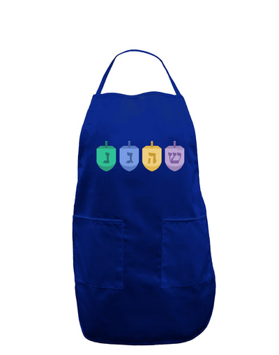 Hanukkah Dreidels Dark Adult Apron-Bib Apron-TooLoud-Royal Blue-One-Size-Davson Sales