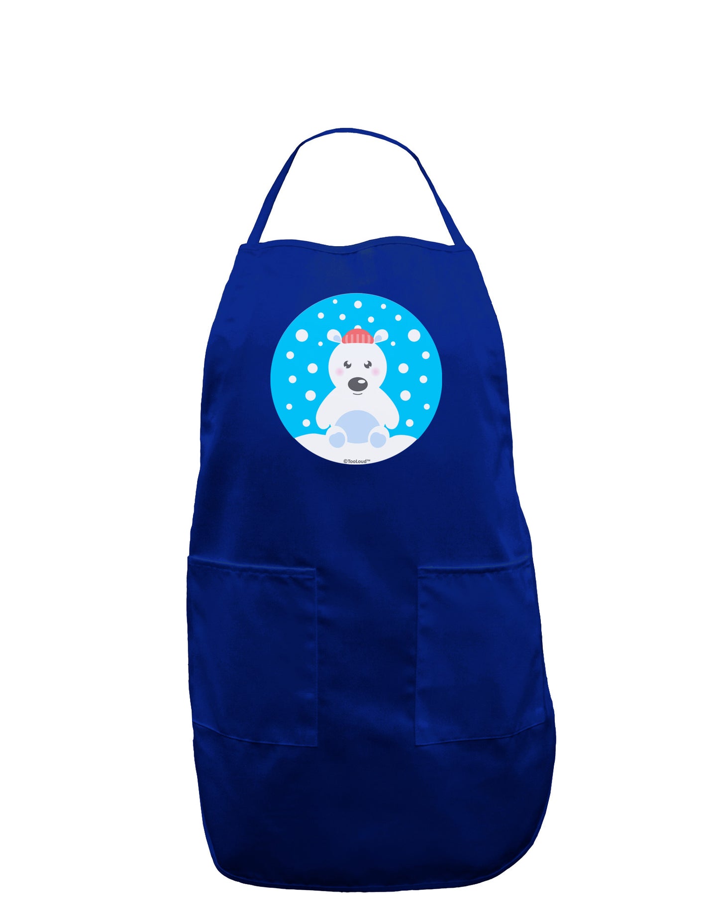 Cute Polar Bear - Christmas Dark Adult Apron by TooLoud-Bib Apron-TooLoud-Royal Blue-One-Size-Davson Sales
