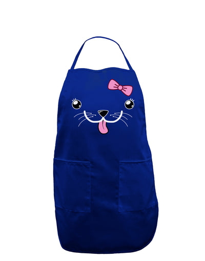 Kyu-T Face - Puppina Cute Girl Puppy Dog Dark Adult Apron-Bib Apron-TooLoud-Royal Blue-One-Size-Davson Sales