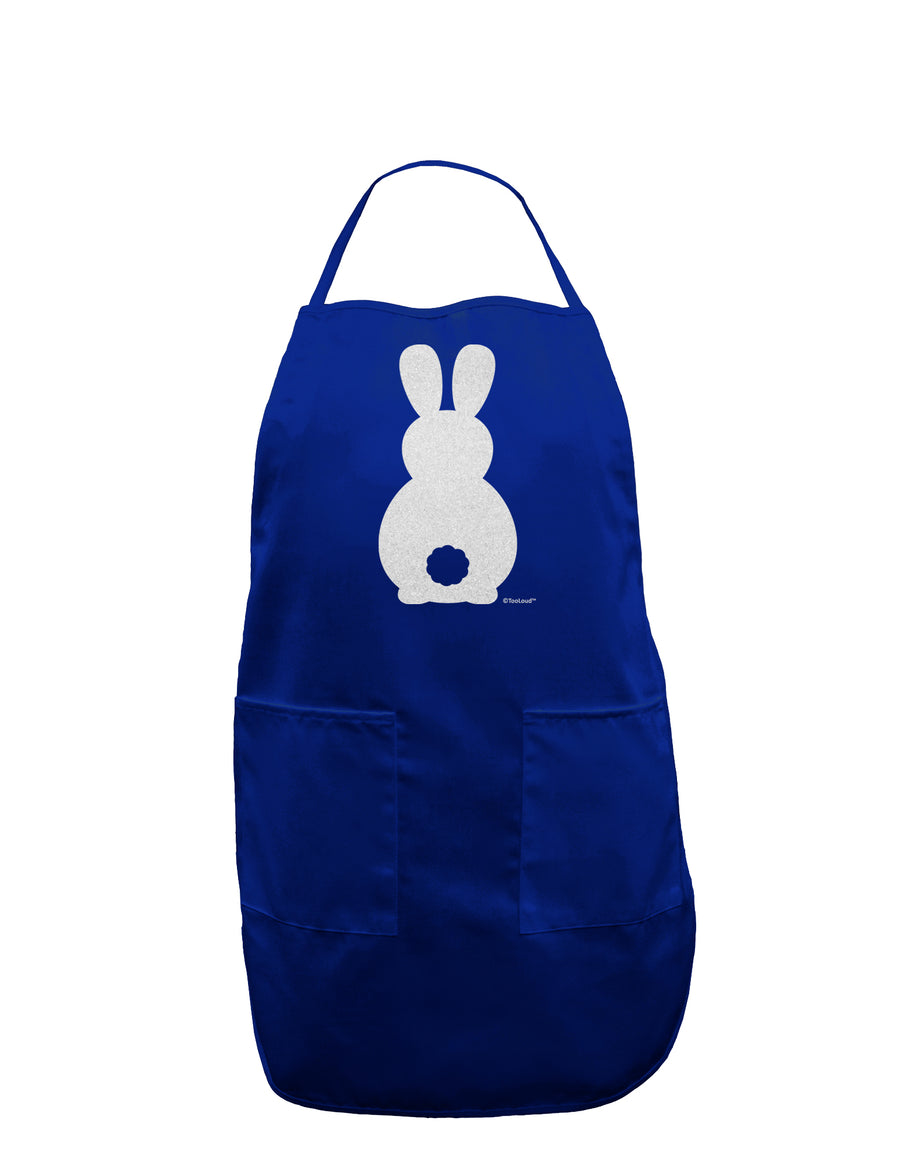 Cute Bunny Silhouette with Tail - White Glitter Dark Adult Apron by TooLoud-Bib Apron-TooLoud-Black-One-Size-Davson Sales