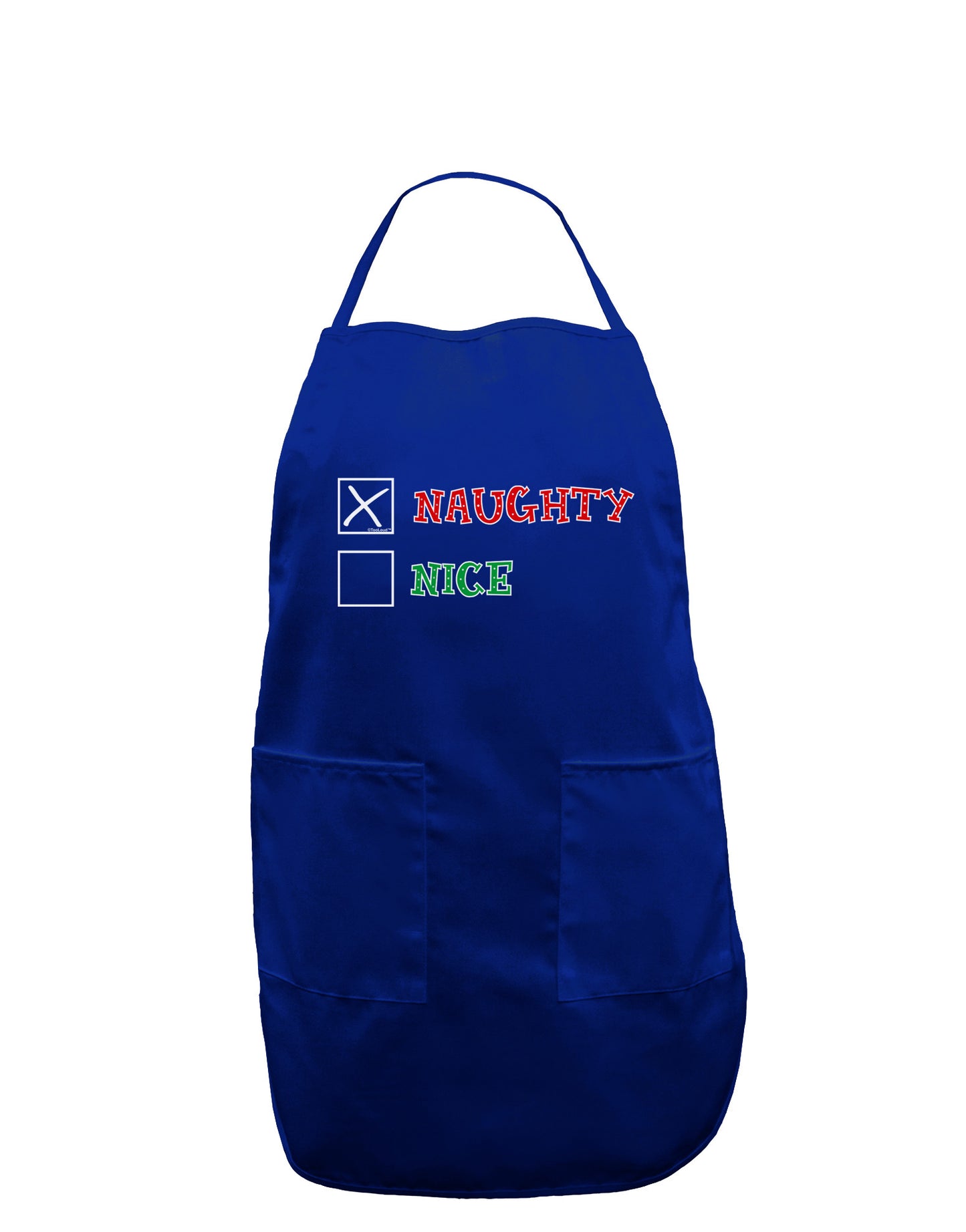 Naughty or Nice Christmas - Naughty Dark Adult Apron-Bib Apron-TooLoud-Royal Blue-One-Size-Davson Sales