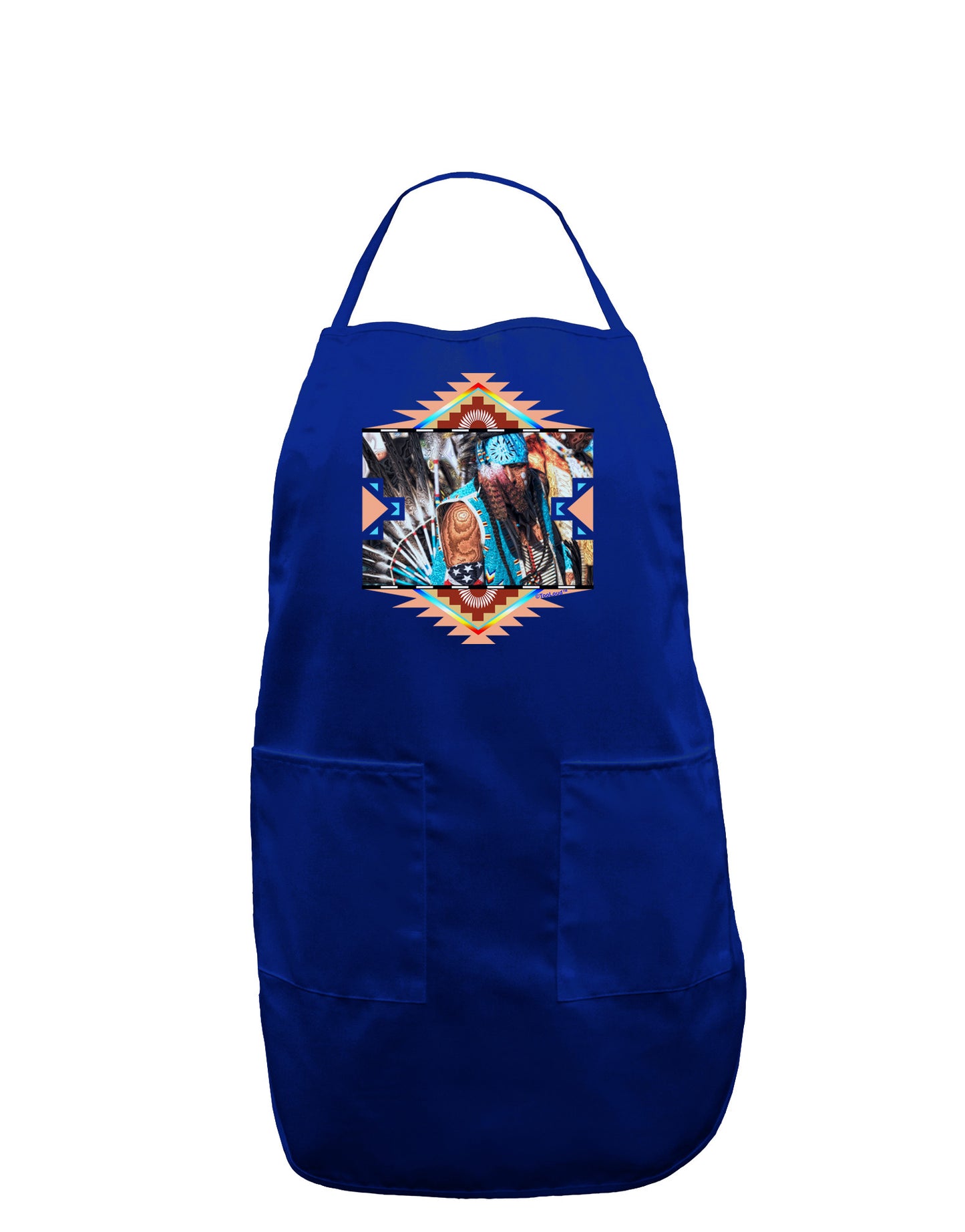 Native American Dancer 2 Dark Adult Apron-Bib Apron-TooLoud-Royal Blue-One-Size-Davson Sales