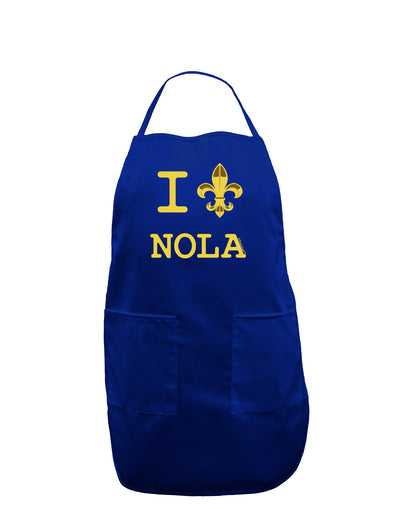 I Love NOLA Fleur de Lis Dark Adult Apron-Bib Apron-TooLoud-Royal Blue-One-Size-Davson Sales