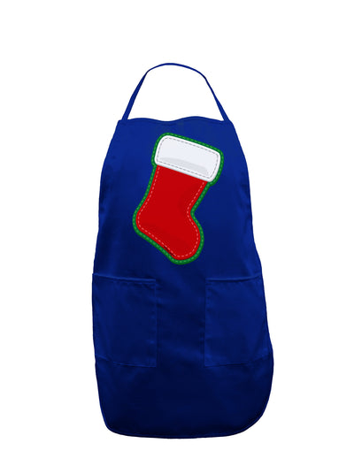 Cute Faux Applique Christmas Stocking Dark Adult Apron-Bib Apron-TooLoud-Royal Blue-One-Size-Davson Sales