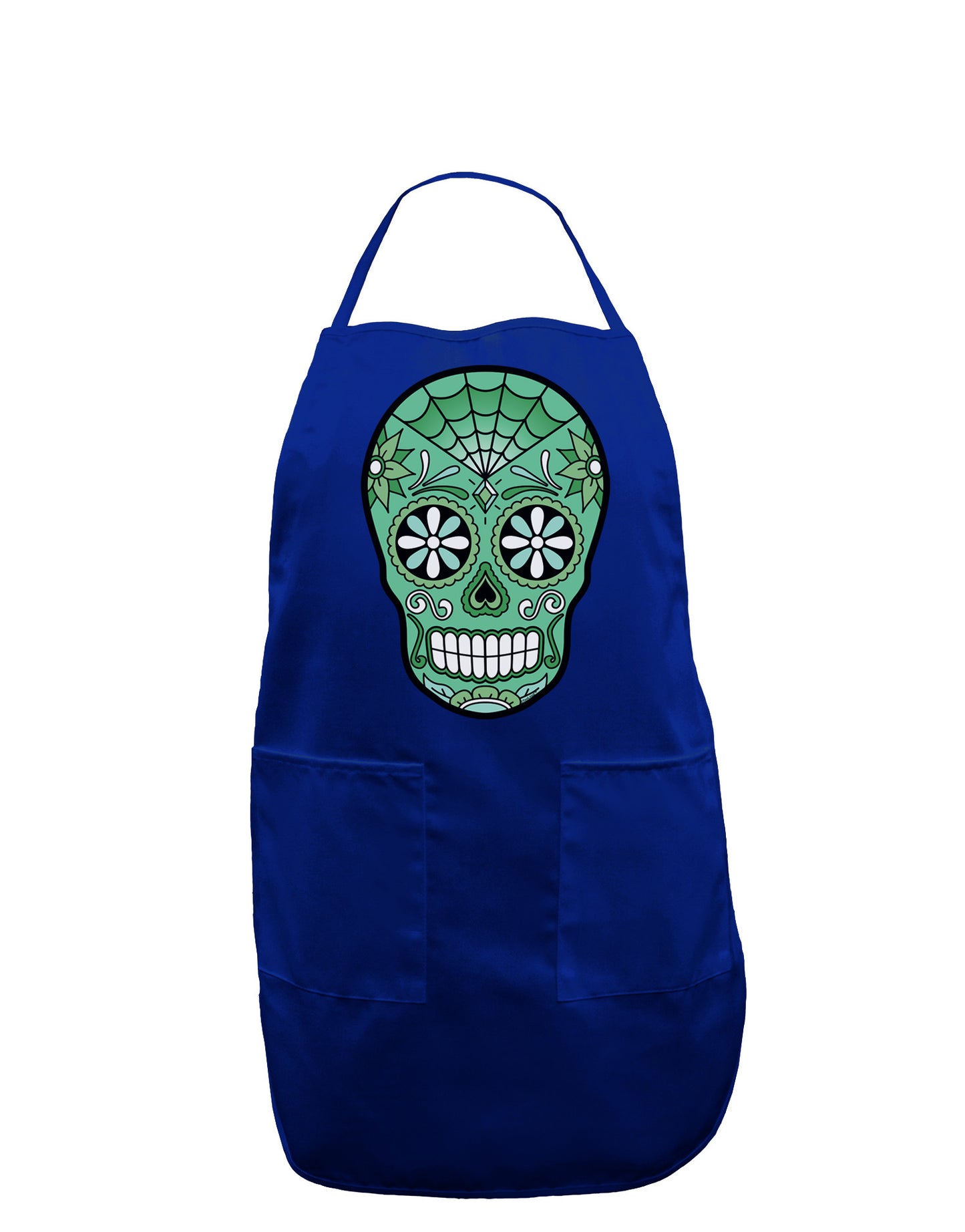 Version 5 Green Day of the Dead Calavera Dark Adult Apron-Bib Apron-TooLoud-Royal Blue-One-Size-Davson Sales