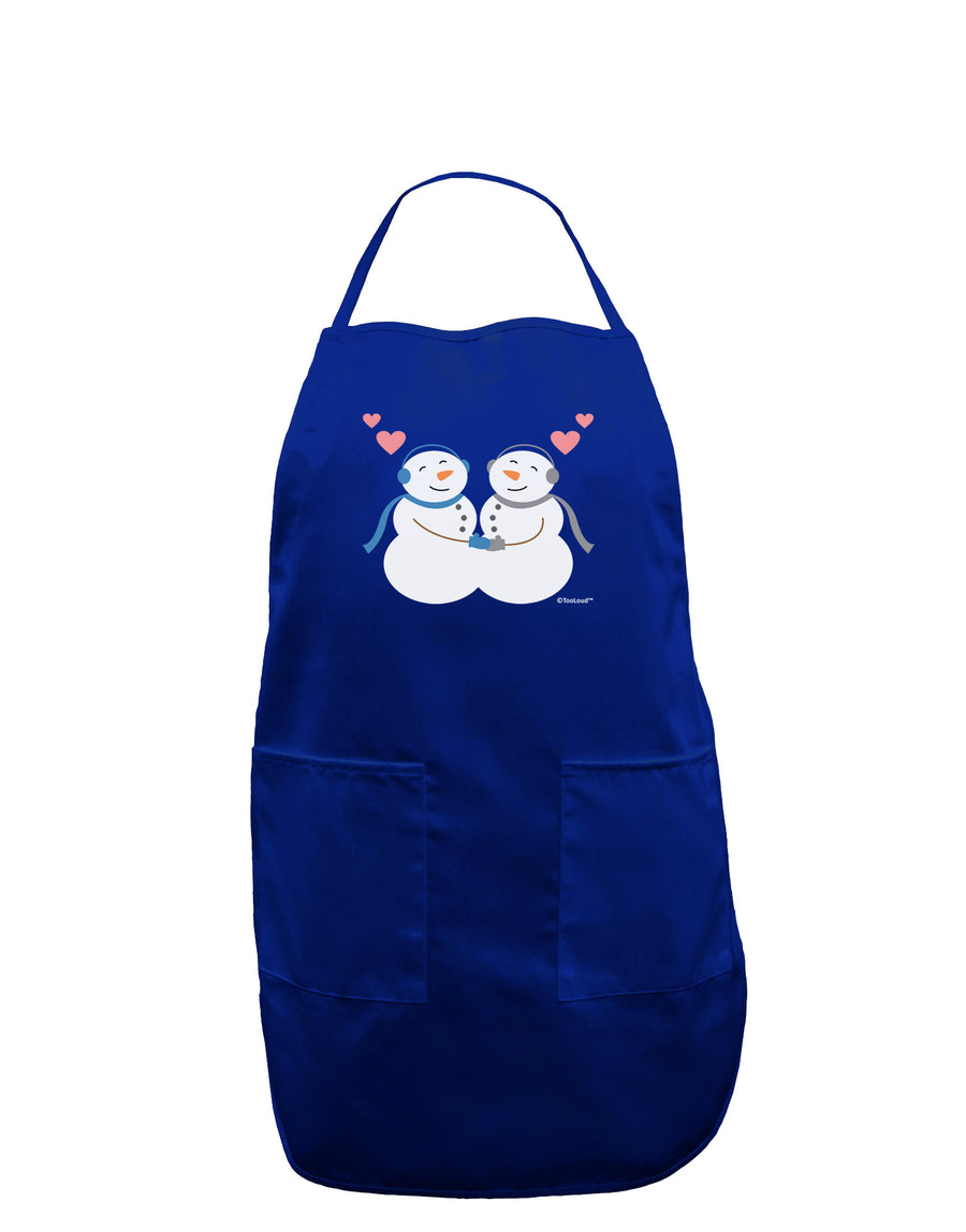 Cute Snowman Couple Dark Adult Apron by TooLoud-Bib Apron-TooLoud-Black-One-Size-Davson Sales