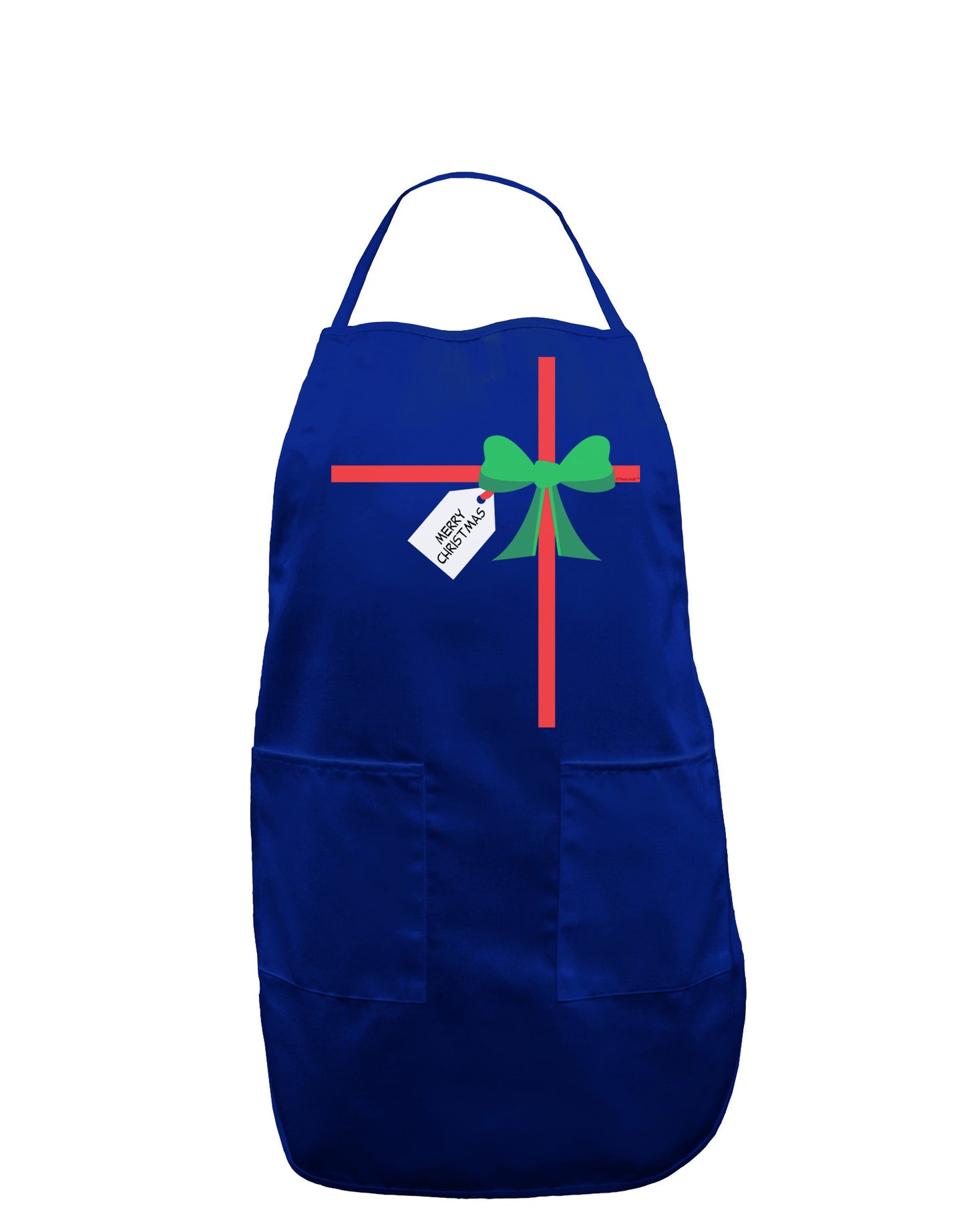 Merry Christmas Present Gift Dark Adult Apron-Bib Apron-TooLoud-Royal Blue-One-Size-Davson Sales